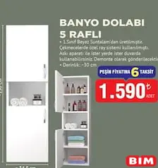 HOMENDRA BANYO DOLABI 5 RAFLI 130X34.5 CM